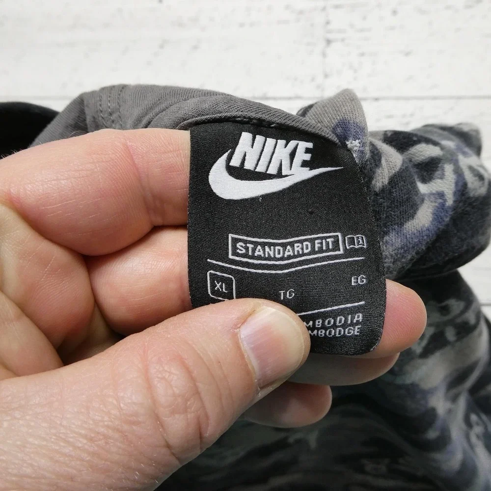Nike Hoodie Youth XL Gray Pullover Fleece Sweatshirt Camo Just Do It Logo